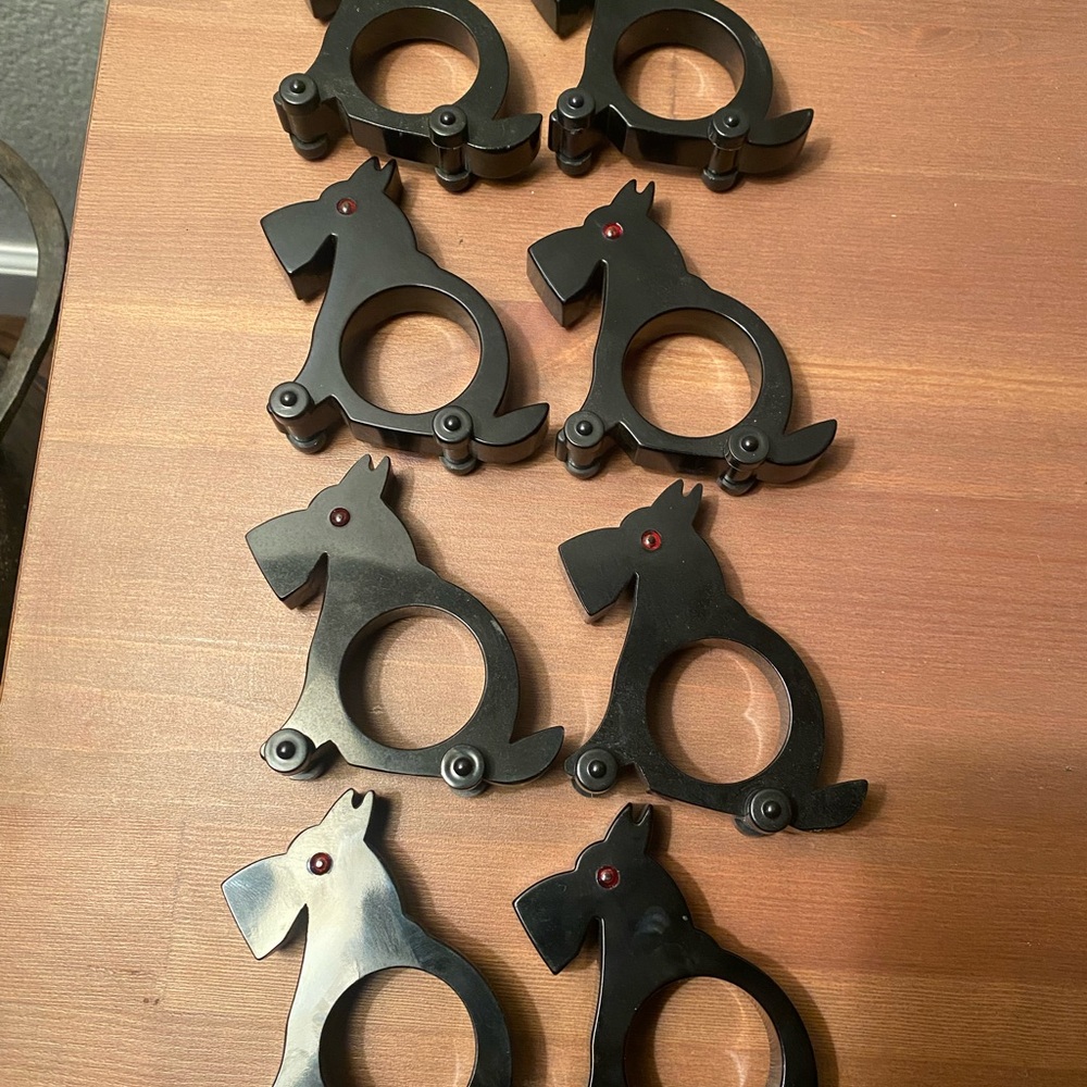 Rare Bakelite Scottie Napkin Rings Set of 8